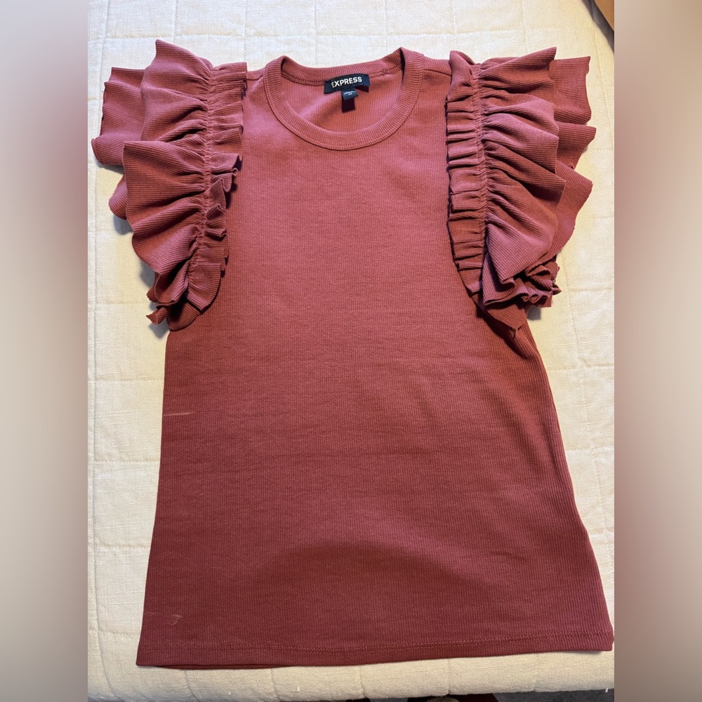 Express Pink Ruffled Blouse